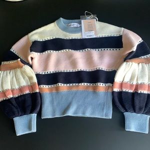 Self Portrait Puff Sleeve Cropped Sweater-NWT